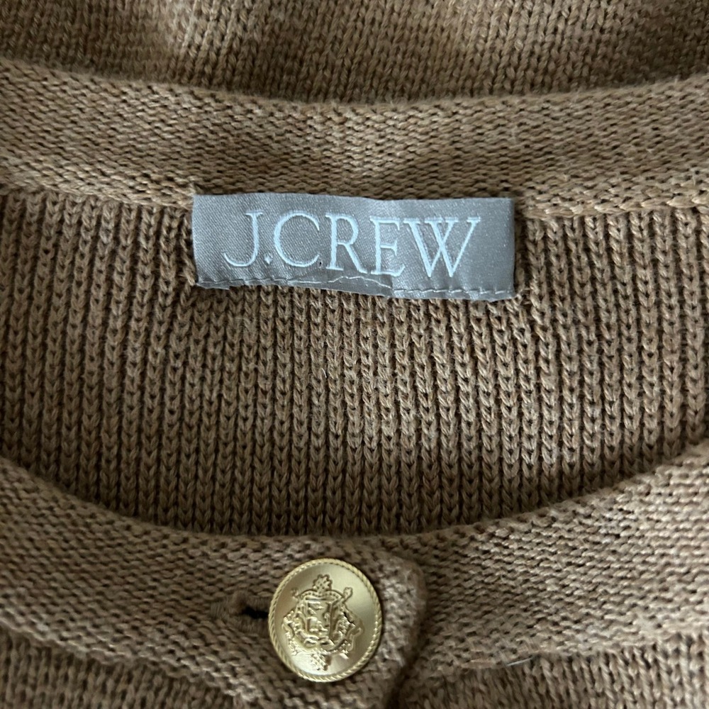 J.Crew Emilie Patch-Pocket Sweater Lady Jacket 100% Cotton Tan Size Small BQ197 - Picture 5 of 7